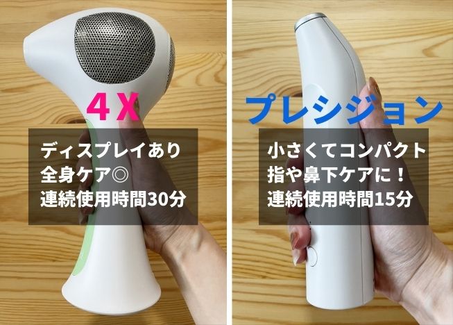 トリア脱毛器の4Xとプレシジョン違い