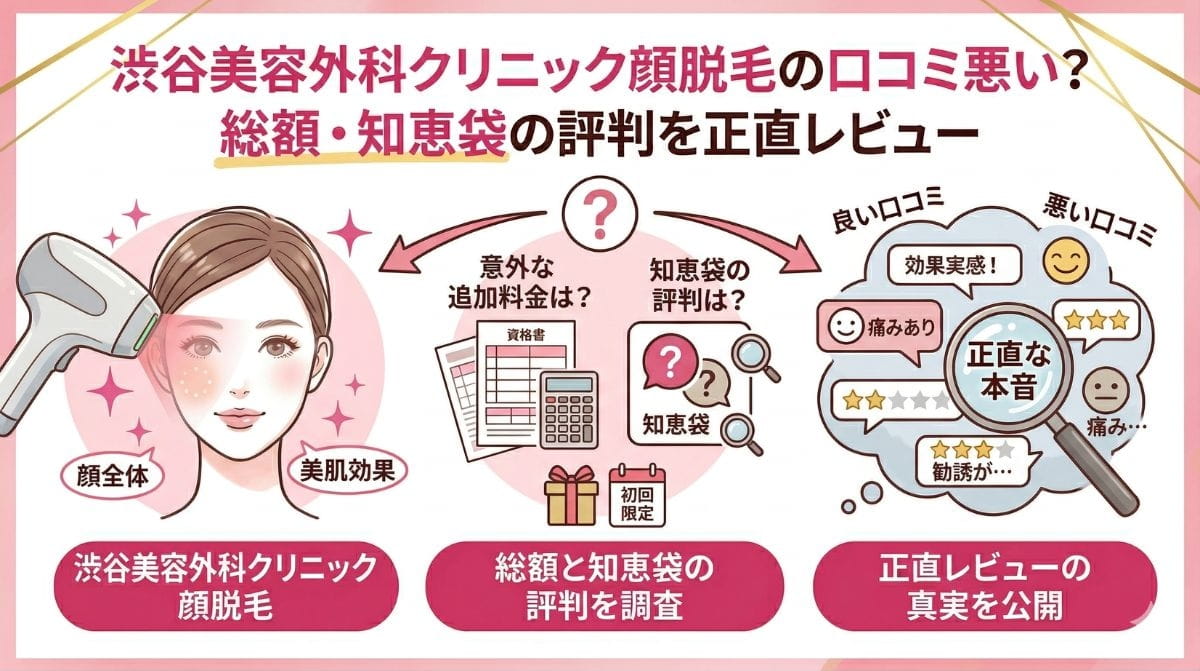 渋谷美容外科クリニック顔脱毛の口コミ悪い?総額・知恵袋の評判を正直レビュー