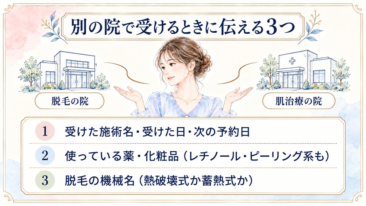 脱毛と美容施術を別の院で受けるときに両方の担当医へ伝える3つのこと