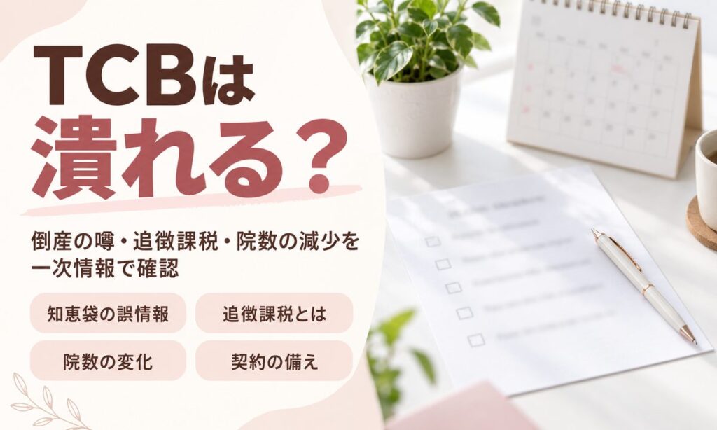 TCBは潰れる？倒産の噂・追徴課税・院数の減少を一次情報で確認