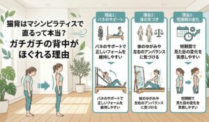 猫背はマシンピラティスで直るって本当？ガチガチの背中がほぐれる理由と通う頻度
