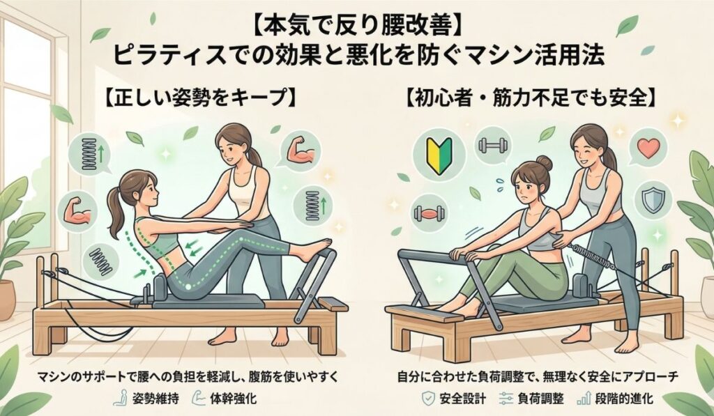 【本気で反り腰改善】ピラティスでの効果と悪化を防ぐマシン活用法