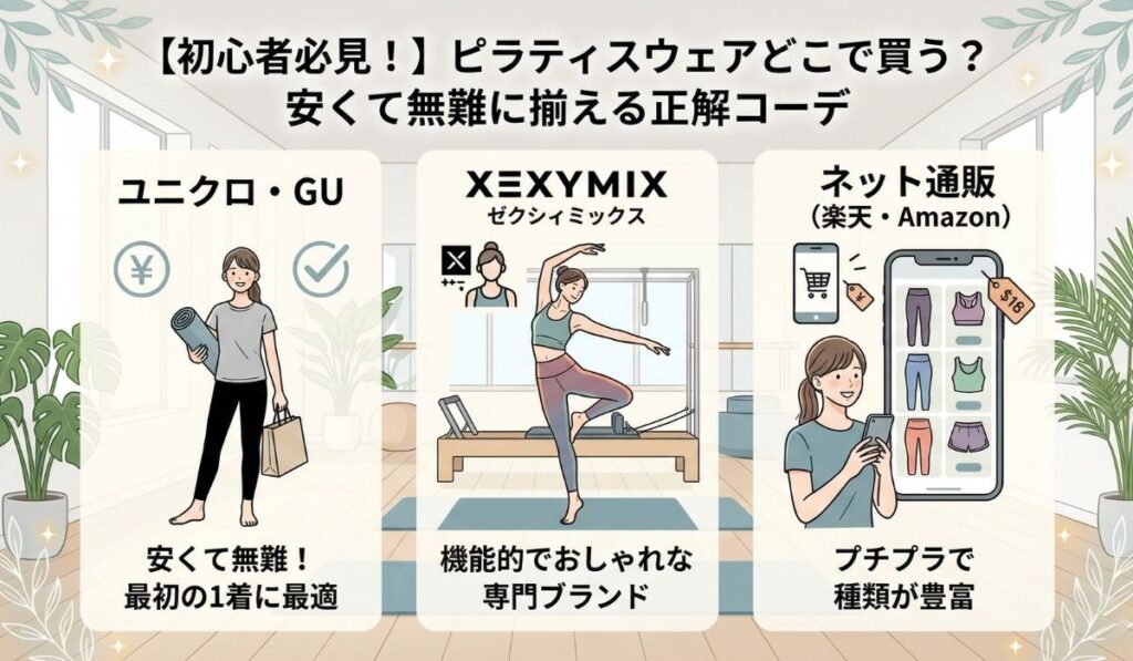 ピラティスウェアどこで買う？初心者が安く・無難に揃える正解コーデ