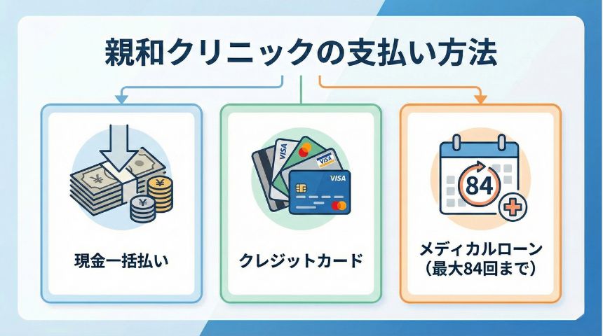 親和クリニックで可能な支払い方法のイラスト