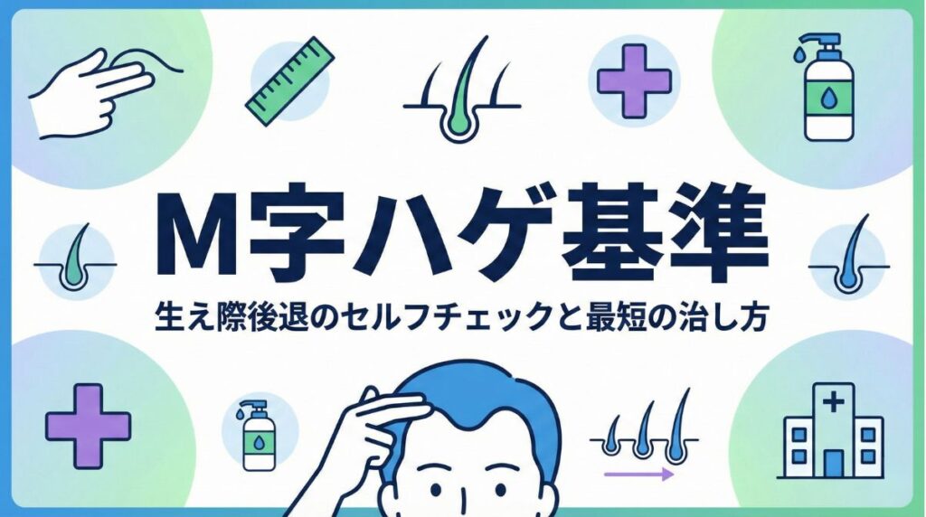 【M字ハゲ基準】おでこに指何本入ったら危険？生え際後退のセルフチェックと最短の治し方