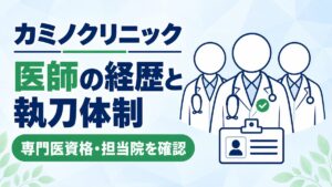 カミノクリニックの医師の経歴・専門医資格と執刀体制を解説した記事のアイキャッチ画像