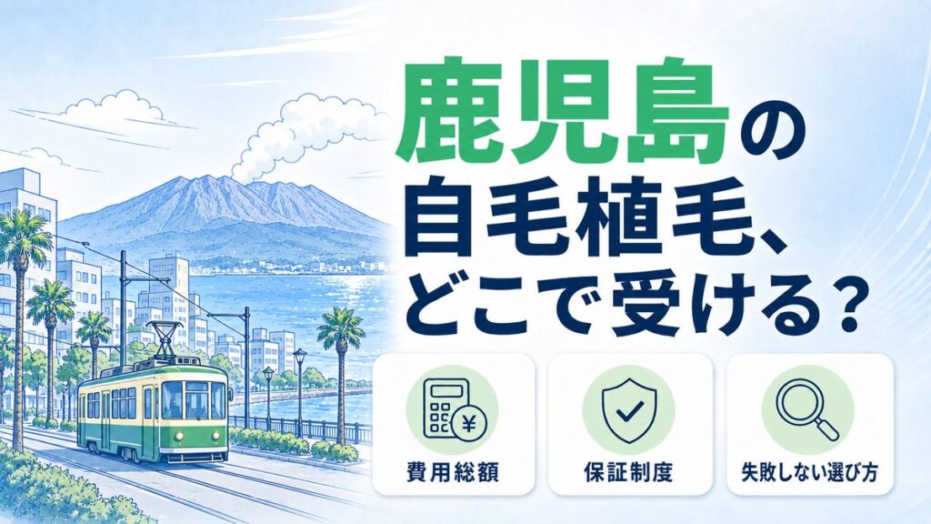鹿児島で自毛植毛の費用総額と保証制度からクリニックの選び方をまとめた記事のアイキャッチ画像