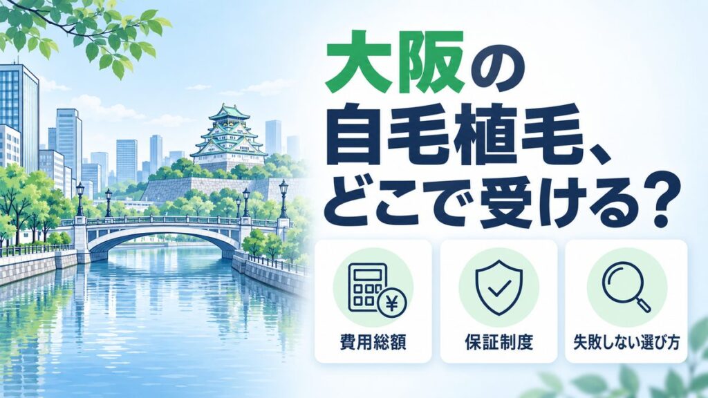大阪で自毛植毛の費用総額と保証制度からクリニックの選び方をまとめた記事のアイキャッチ画像