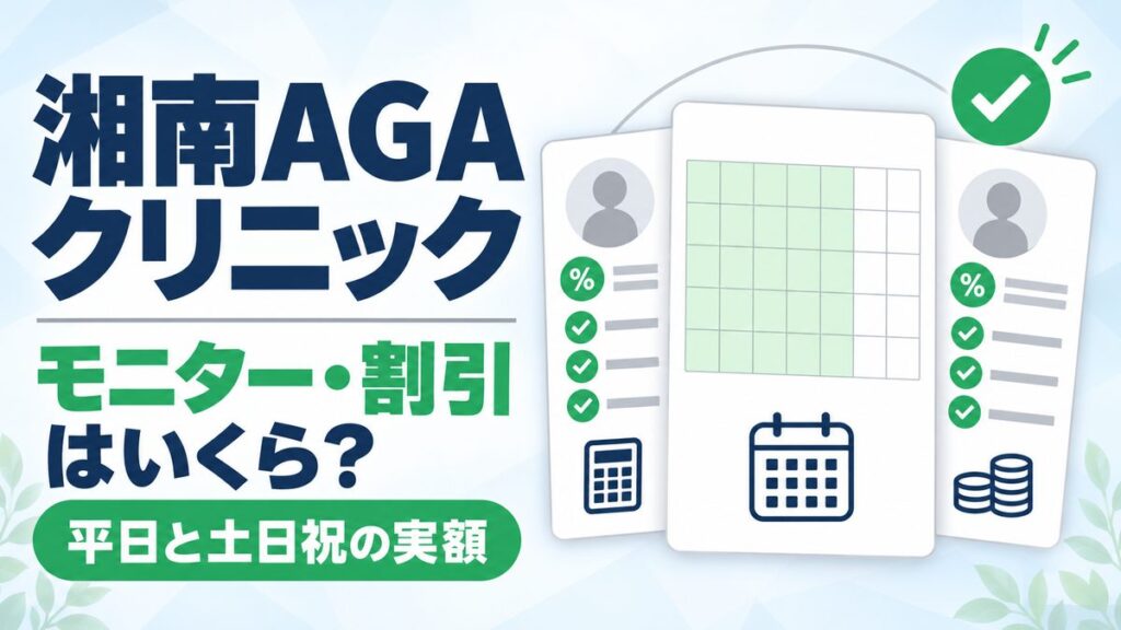 湘南AGAクリニックの植毛モニター・割引を条件と実額で解説した記事のアイキャッチ