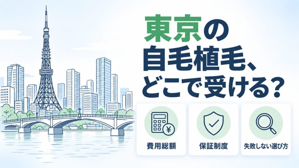 東京で自毛植毛の費用総額と保証制度からクリニックの選び方をまとめた記事のアイキャッチ画像